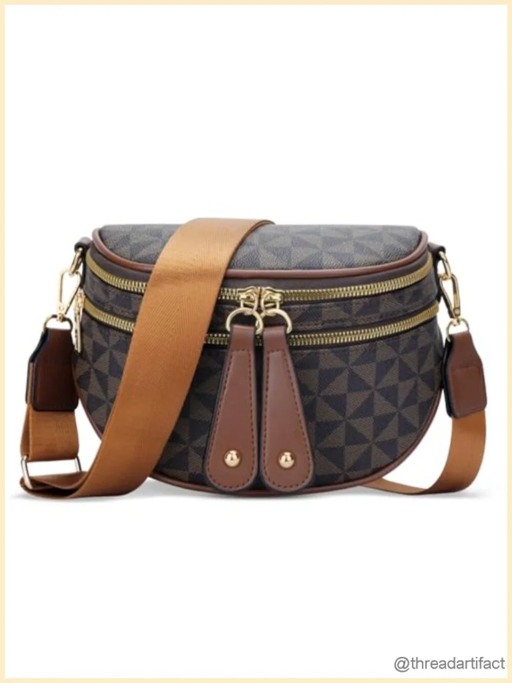 Vegan Leather Crossbody Sling Bag with Multiple Pockets